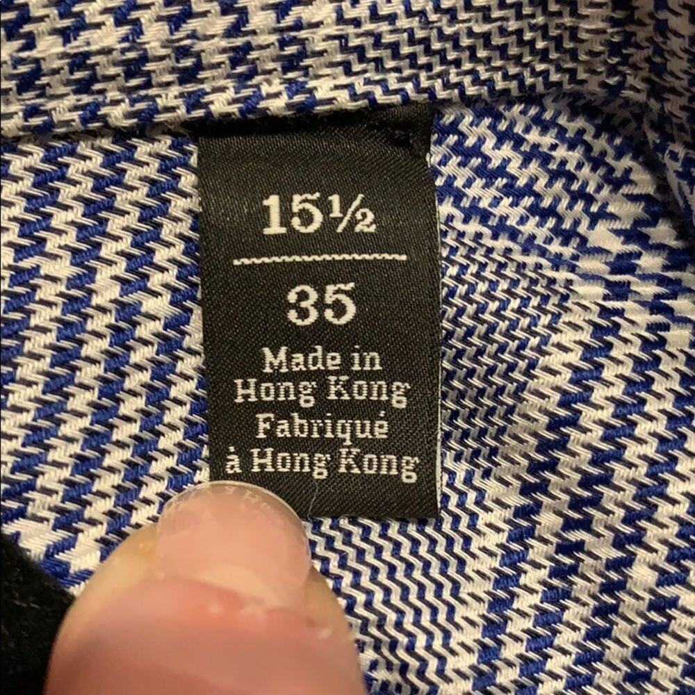 Nordstrom Mens Smartcare Blue & White Glen Plaid BDS Sz 15 1/2 - 35 - Picture 5 of 5